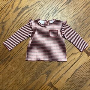 Zara Kids Maroon and White Striped Long Sleeve Tee size 3-6 months